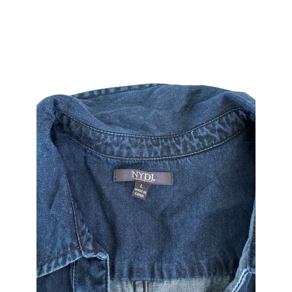 NYDJ Dark Blue Denim Button Down Shirt Chambray Western Casual Top Size Large - Picture 6 of 7